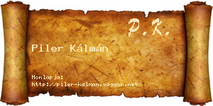 Piler Kálmán névjegykártya